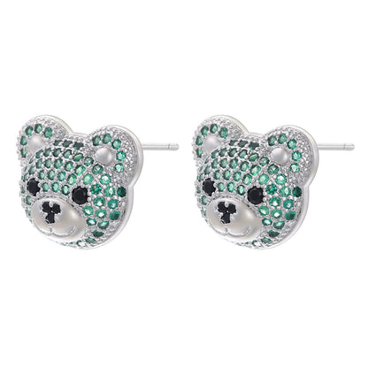 1 Pair Cute Shiny Bear Plating Inlay Copper Zircon 18k Gold Plated Ear Studs