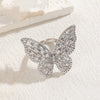 Elegant Classic Style Butterfly Copper Asymmetrical Plating Inlay Zircon 14k Gold Plated Open Rings