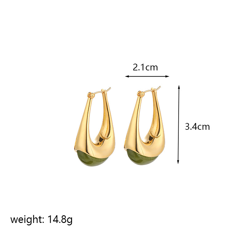 1 Pair Elegant Lady U Shape Plating Resin Copper 18k Gold Plated Earrings