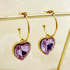 1 Pair Lady Sweet Heart Shape Plating Inlay Stainless Steel Zircon Gold Plated Drop Earrings