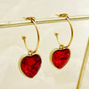 1 Pair Lady Sweet Heart Shape Plating Inlay Stainless Steel Zircon Gold Plated Drop Earrings