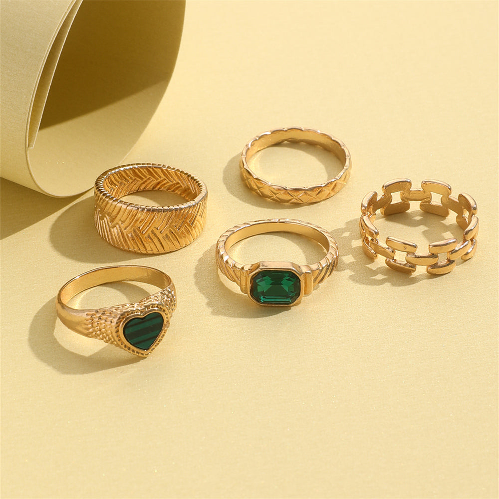 Elegant Retro Heart Shape Alloy Plating Inlay Artificial Gemstones Women's Open Rings