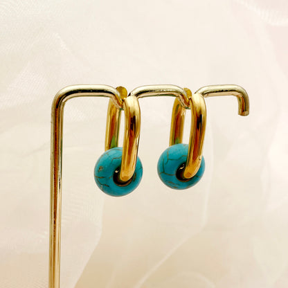 1 Pair Lady Sweet Square Plating Inlay Stainless Steel Natural Stone Gold Plated Drop Earrings