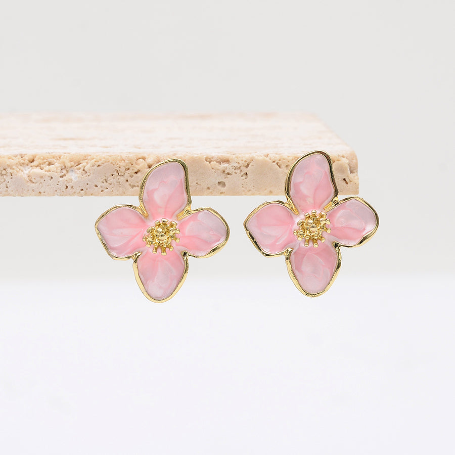 1 Pair Luxurious Sweet Artistic Petal Enamel Three-dimensional Alloy Ear Studs