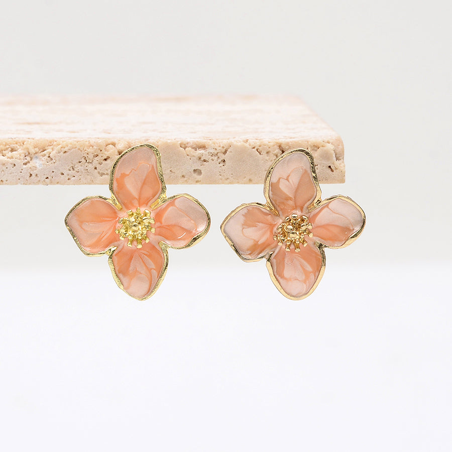 1 Pair Luxurious Sweet Artistic Petal Enamel Three-dimensional Alloy Ear Studs