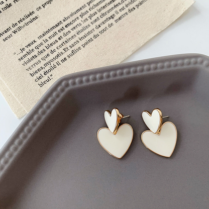 1 Pair Commute Heart Shape Enamel Plating Alloy Gold Plated Silver Plated Drop Earrings