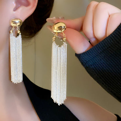 1 Piece 1 Pair Elegant Geometric Tassel Plating Chain Copper Drop Earrings