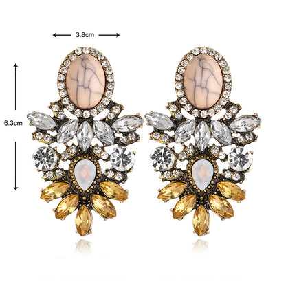 1 Pair Retro Water Droplets Inlay Alloy Rhinestones Gold Plated Drop Earrings