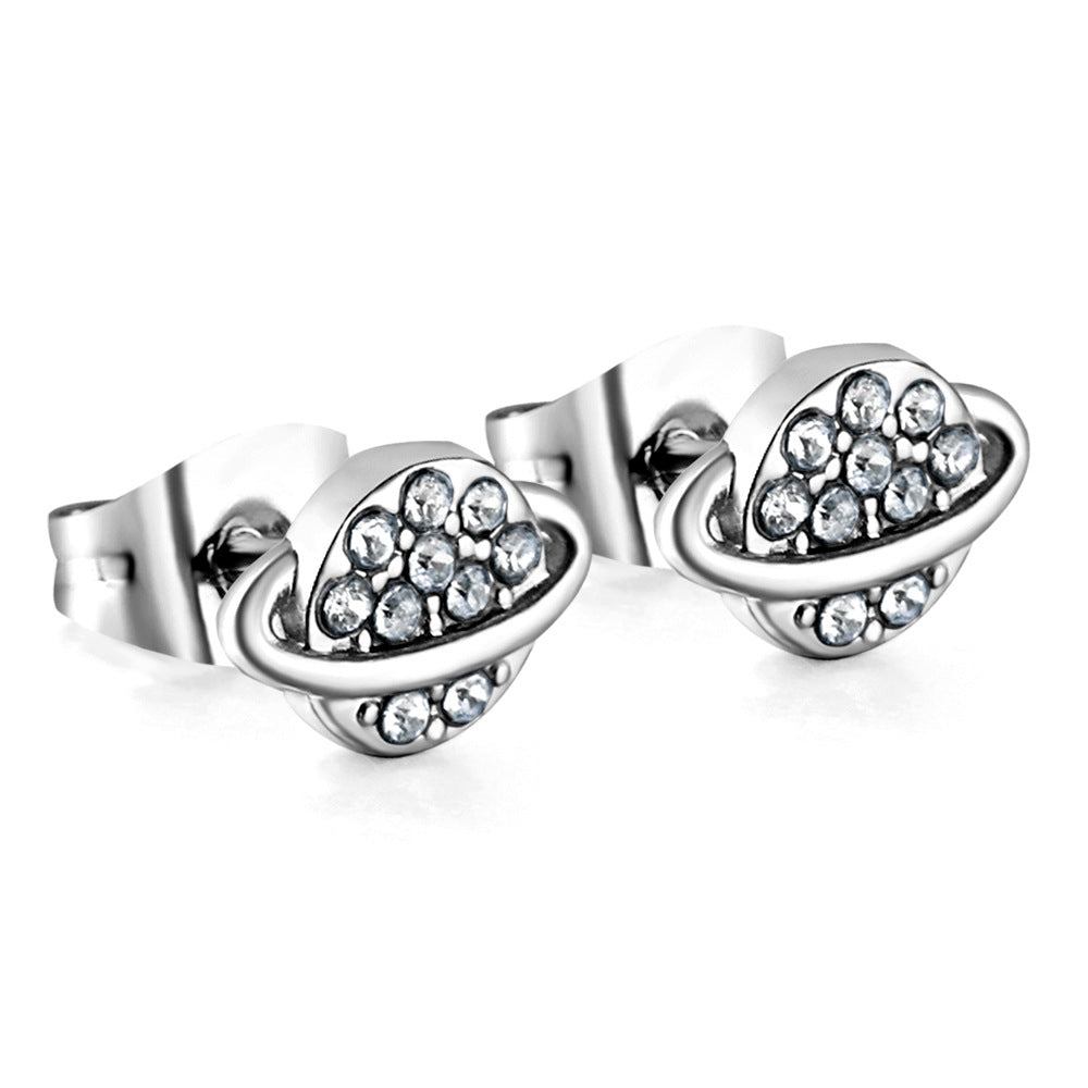 1 Pair Streetwear Geometric Plating Inlay Stainless Steel Zircon Ear Studs