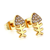 1 Pair Retro Streetwear Heart Shape Mushroom Fish Bone Plating Inlay Stainless Steel Zircon Ear Studs