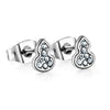 1 Pair Retro Streetwear Heart Shape Mushroom Fish Bone Plating Inlay Stainless Steel Zircon Ear Studs