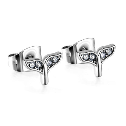 1 Pair Retro Streetwear Heart Shape Mushroom Fish Bone Plating Inlay Stainless Steel Zircon Ear Studs