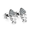 1 Pair Retro Streetwear Heart Shape Mushroom Fish Bone Plating Inlay Stainless Steel Zircon Ear Studs