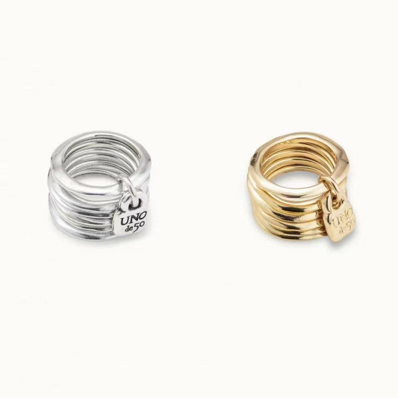 Streetwear Letter Lock Silver Plated Rings In Bulk