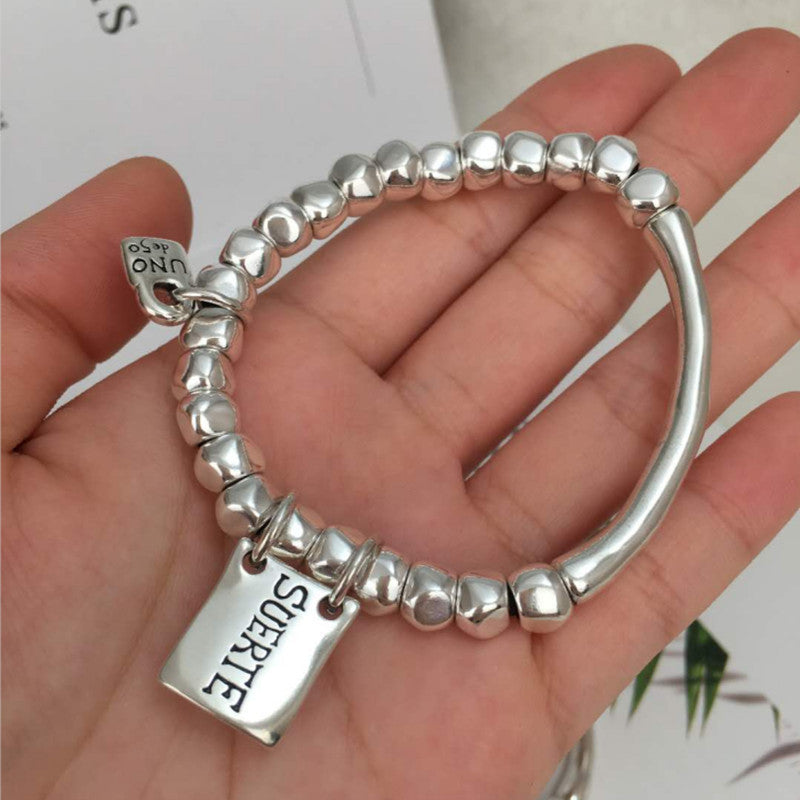 Retro Letter Lock Silver Plated Women's Bracelets Earrings Necklace