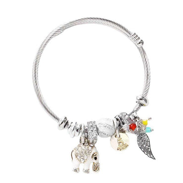 Streetwear Wings Elephant Stainless Steel Alloy Inlay Rhinestones Bangle