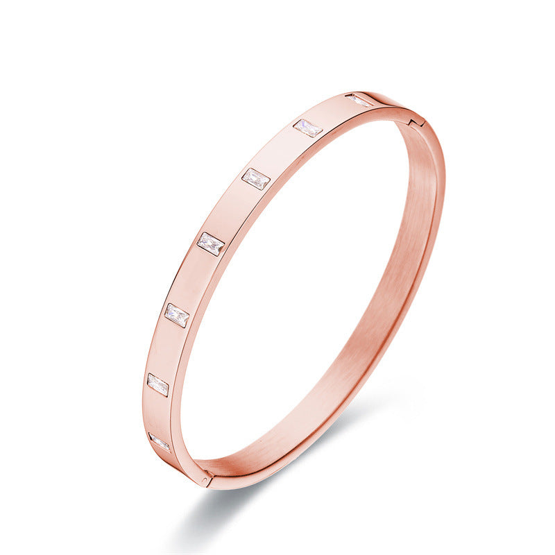 Simple Style Solid Color Stainless Steel Zircon Bangle In Bulk