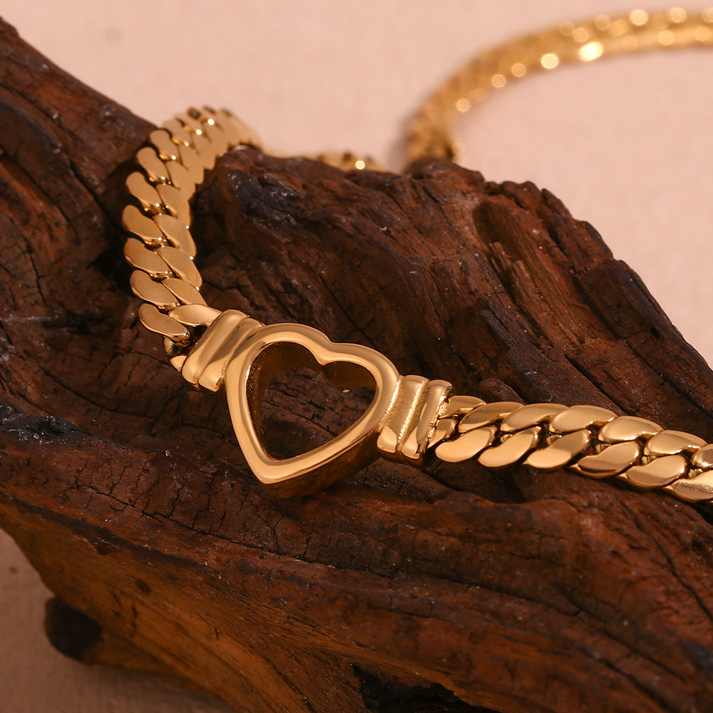 Simple Style Heart Shape Stainless Steel Plating 18k Gold Plated Necklace