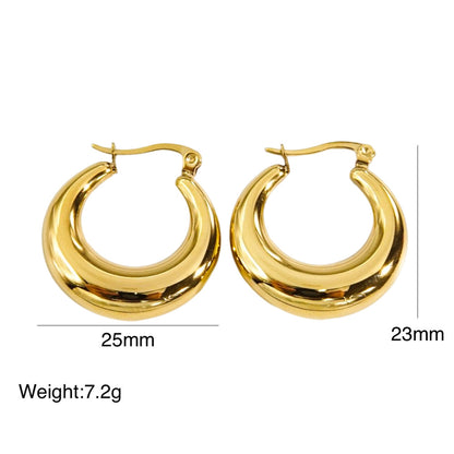 1 Pair Classic Style C Shape Plating Stainless Steel Earrings