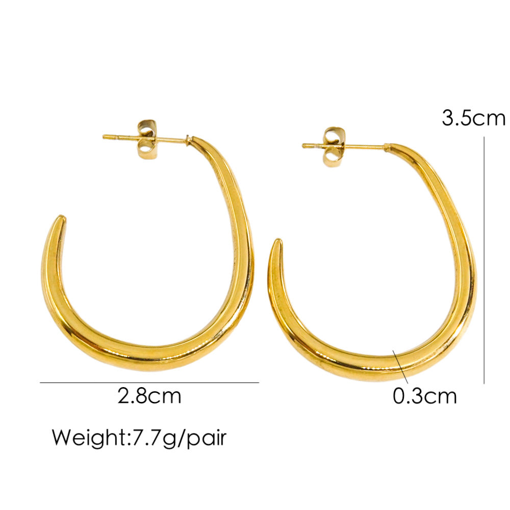 1 Pair Classic Style C Shape Plating Stainless Steel Earrings