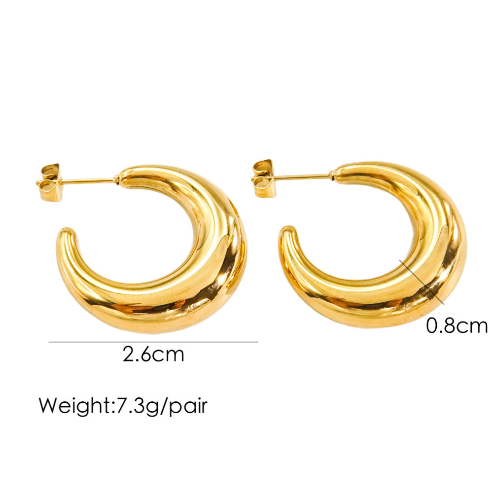 1 Pair Classic Style C Shape Plating Stainless Steel Earrings