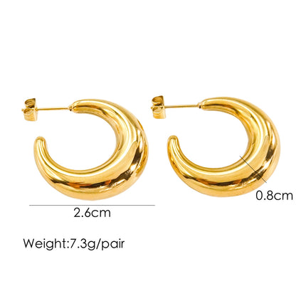 1 Pair Classic Style C Shape Plating Stainless Steel Earrings