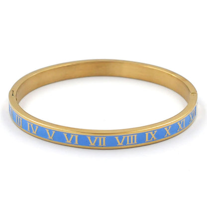 Streetwear Roman Numeral Stainless Steel Bangle In Bulk