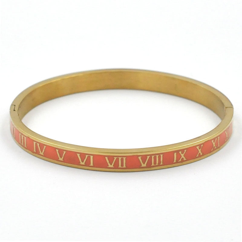 Streetwear Roman Numeral Stainless Steel Bangle In Bulk