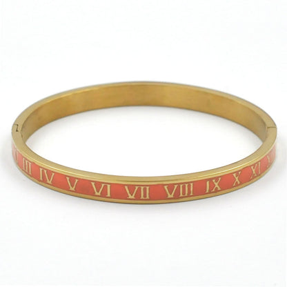 Streetwear Roman Numeral Stainless Steel Bangle In Bulk