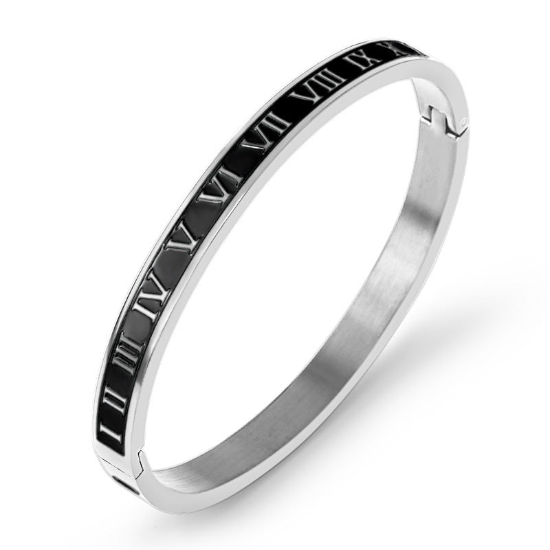 Streetwear Roman Numeral Stainless Steel Bangle In Bulk