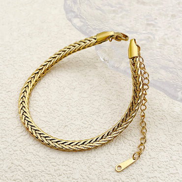 Simple Style Solid Color Stainless Steel Gold Plated Bracelets In Bulk