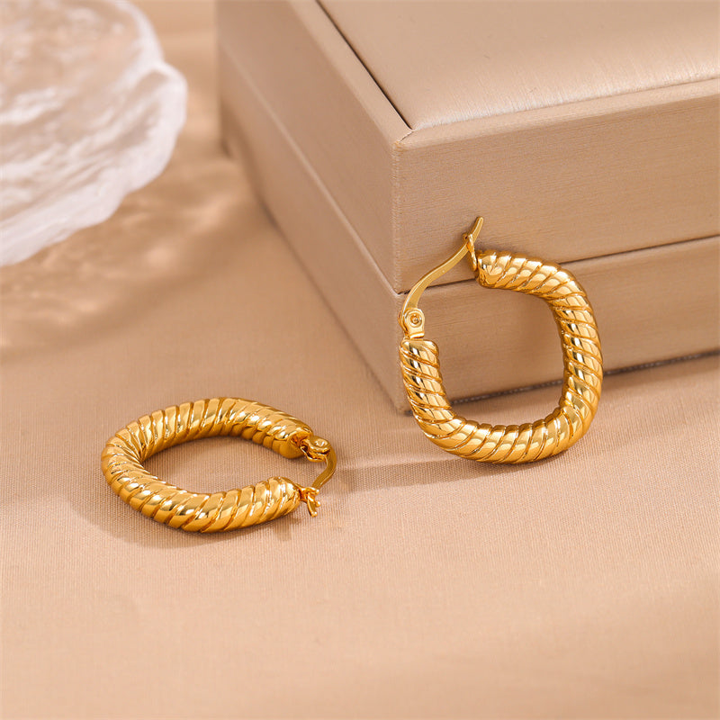 1 Pair Simple Style Irregular Round Plating Stainless Steel 18k Gold Plated Ear Studs