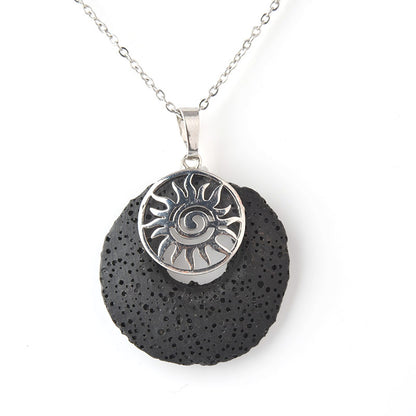 Streetwear Sun Stainless Steel Volcanic Rock Copper Pendant Necklace