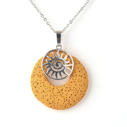 Streetwear Sun Stainless Steel Volcanic Rock Copper Pendant Necklace