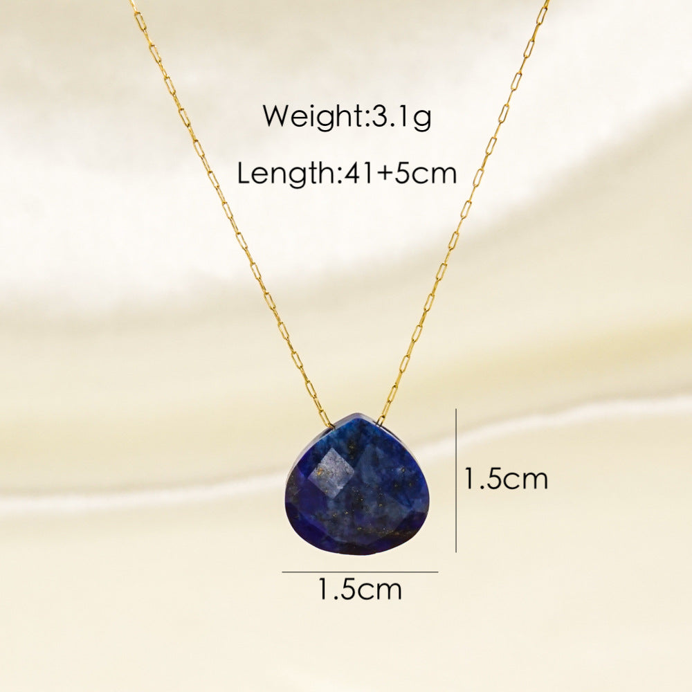 304 Stainless Steel Natural Stone 14K Gold Plated Classic Style Plating Water Droplets Pendant Necklace