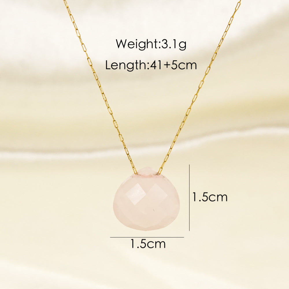 304 Stainless Steel Natural Stone 14K Gold Plated Classic Style Plating Water Droplets Pendant Necklace