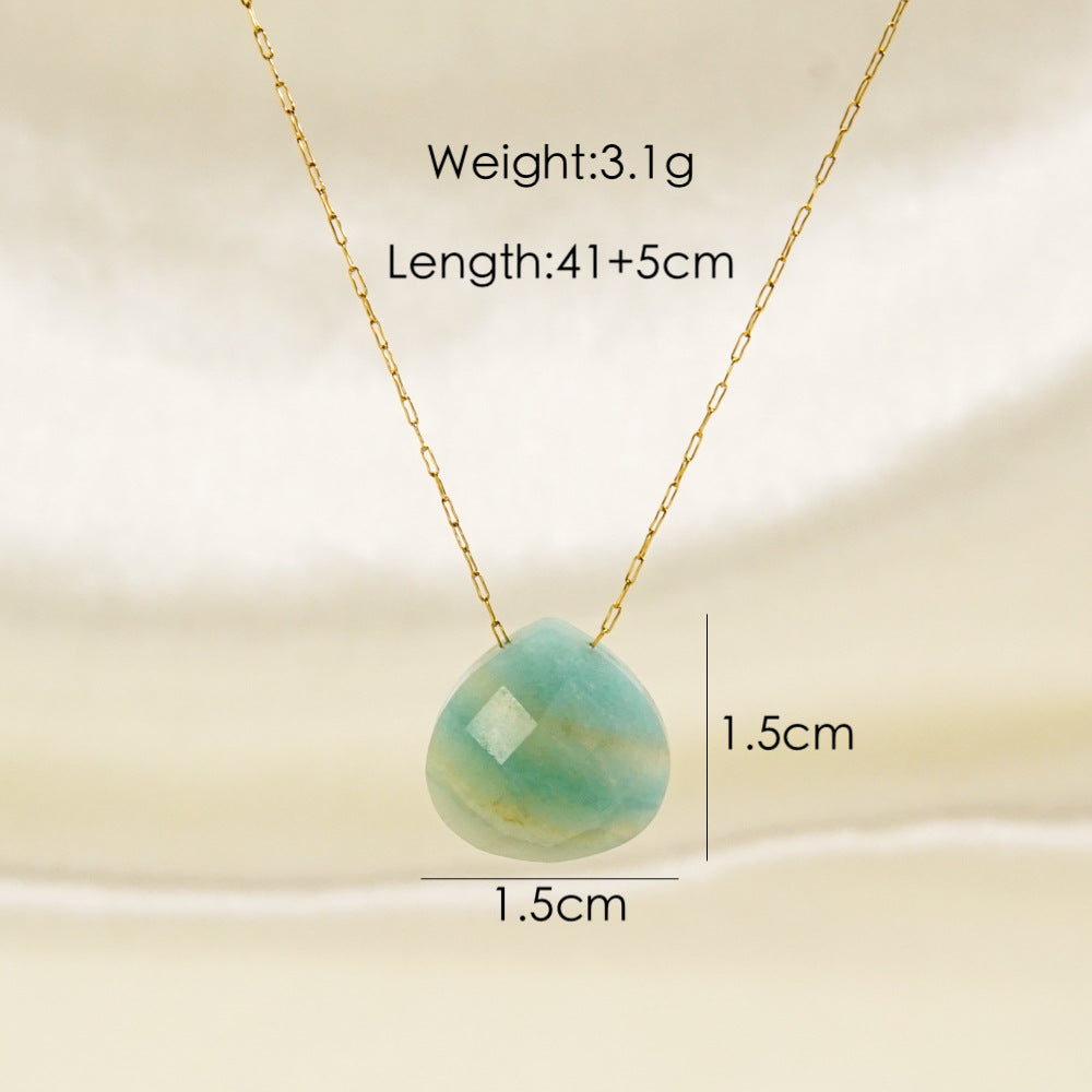 304 Stainless Steel Natural Stone 14K Gold Plated Classic Style Plating Water Droplets Pendant Necklace