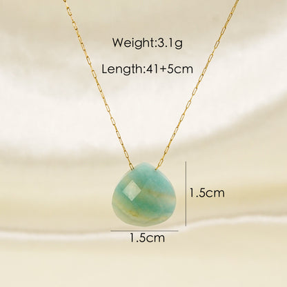 304 Stainless Steel Natural Stone 14K Gold Plated Classic Style Plating Water Droplets Pendant Necklace