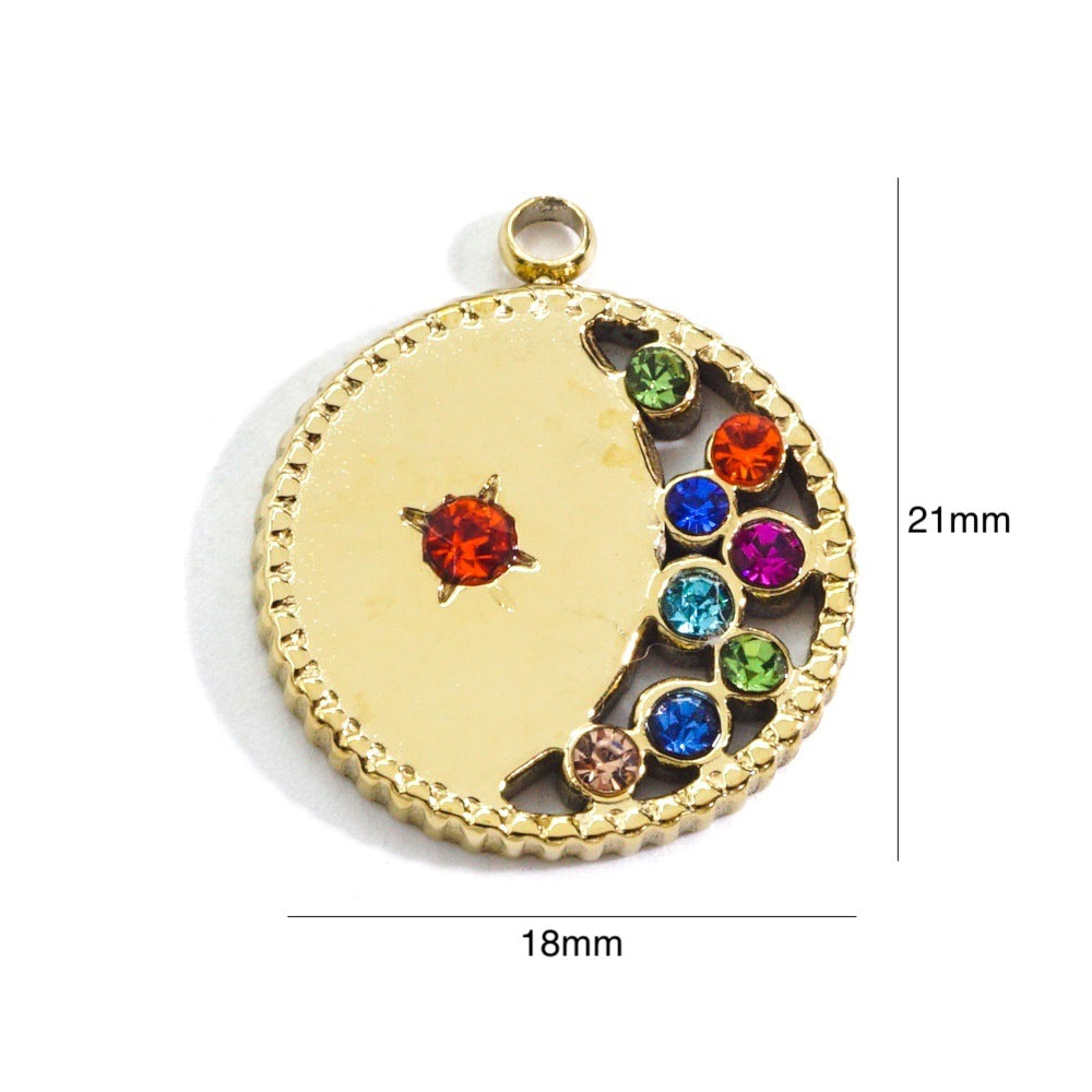 1 Piece 304 Stainless Steel Artificial Gemstones 14K Gold Plated Star Flower