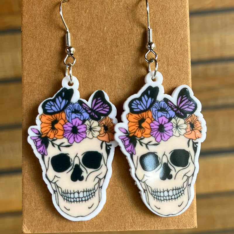 1 Pair Cartoon Style Modern Style Pumpkin Bat Skull Arylic Earrings