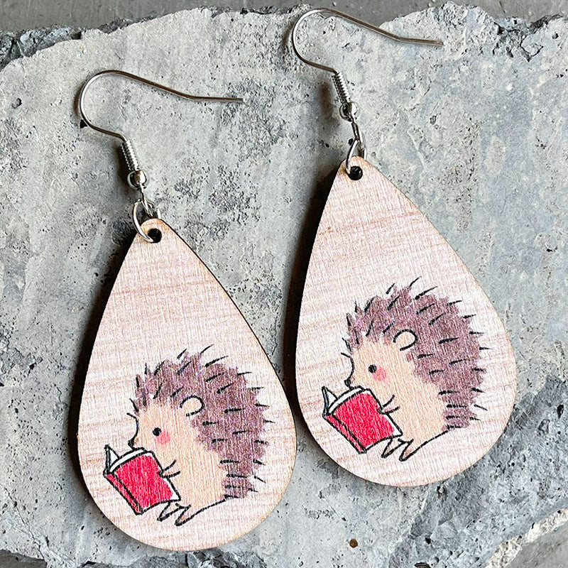 1 Pair Cute Simple Style Squirrel Water Droplets Mushroom Wood Drop Earrings