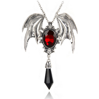 Vintage Style Wings Alloy Plating Inlay Artificial Gemstones Halloween Unisex Necklace Pendant