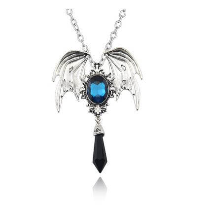 Vintage Style Wings Alloy Plating Inlay Artificial Gemstones Halloween Unisex Necklace Pendant