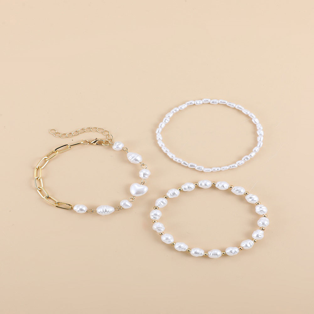 Elegant Baroque Style Commute Geometric Imitation Pearl Alloy Wholesale Bracelets