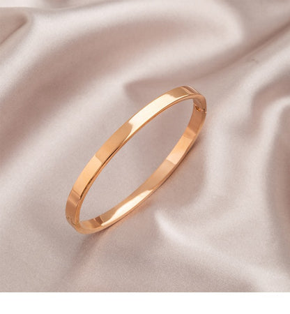 Simple Style Solid Color Titanium Steel Gold Plated Bangle In Bulk