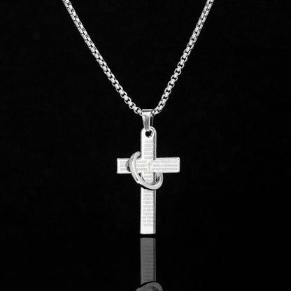 Hip-hop Cross Titanium Steel Patchwork Pendant Necklace