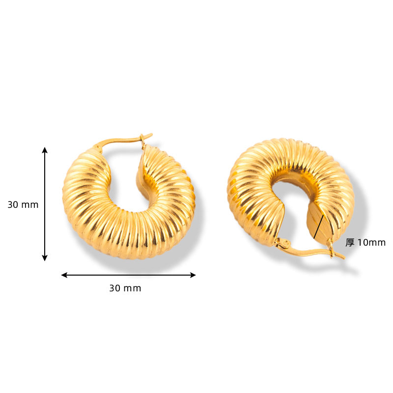 1 Pair Retro U Shape Plating Stainless Steel Gold Plated Earrings