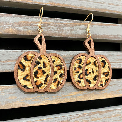 1 Pair Retro Leopard Leather Drop Earrings