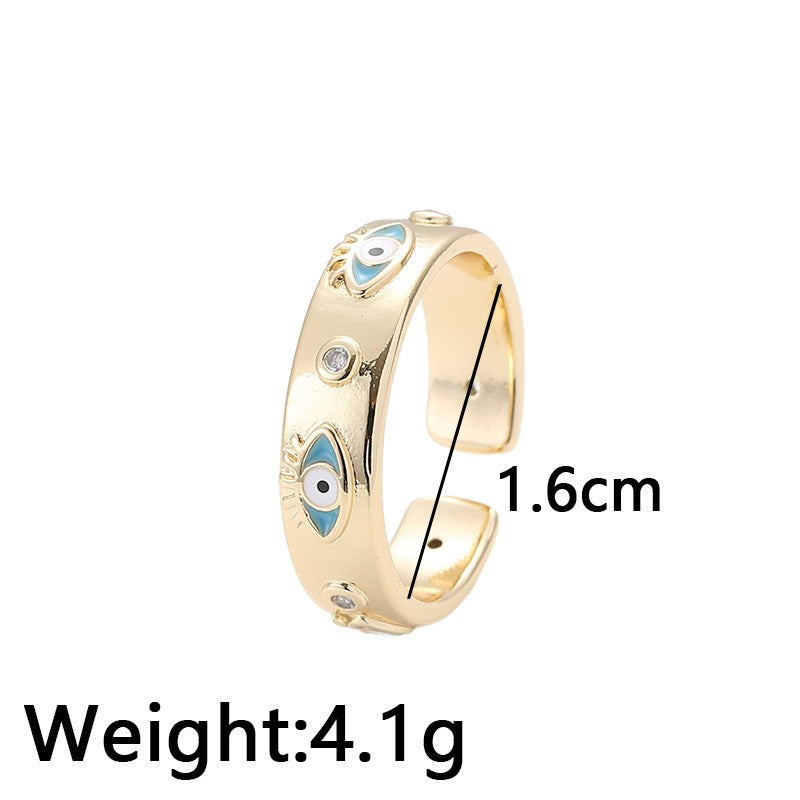 Casual Elegant Devil's Eye Copper Zircon Open Rings In Bulk