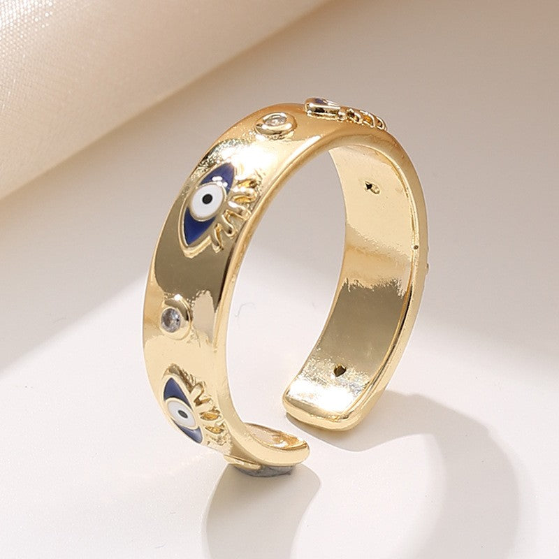 Casual Elegant Devil's Eye Copper Zircon Open Rings In Bulk